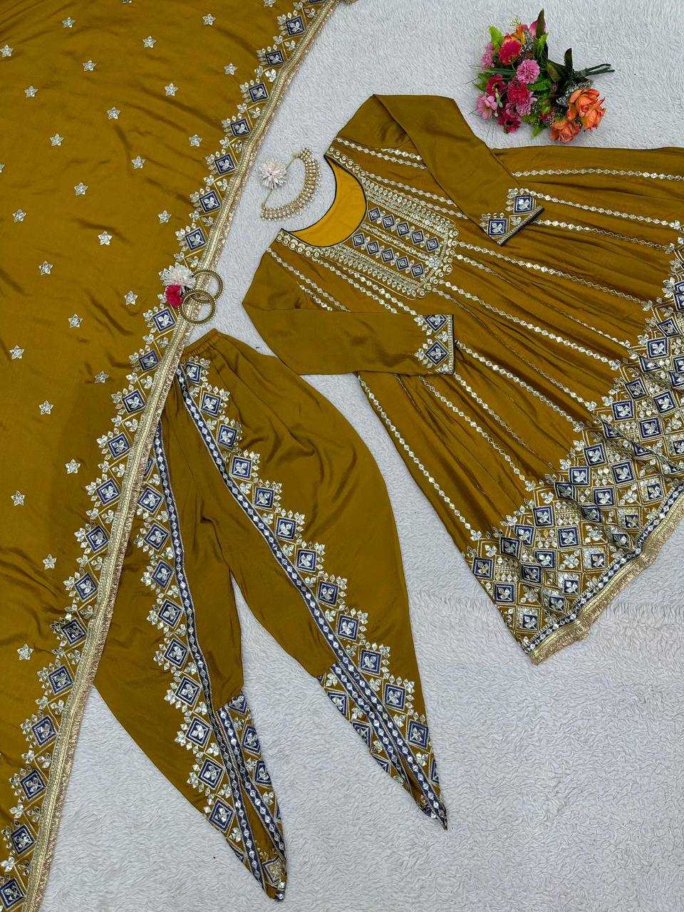 YNF CHINON SILK RIN133 1465 SUIT WHOLESALE LADIES EMBROIDERY PATIALA SUIT MANUFACTURER